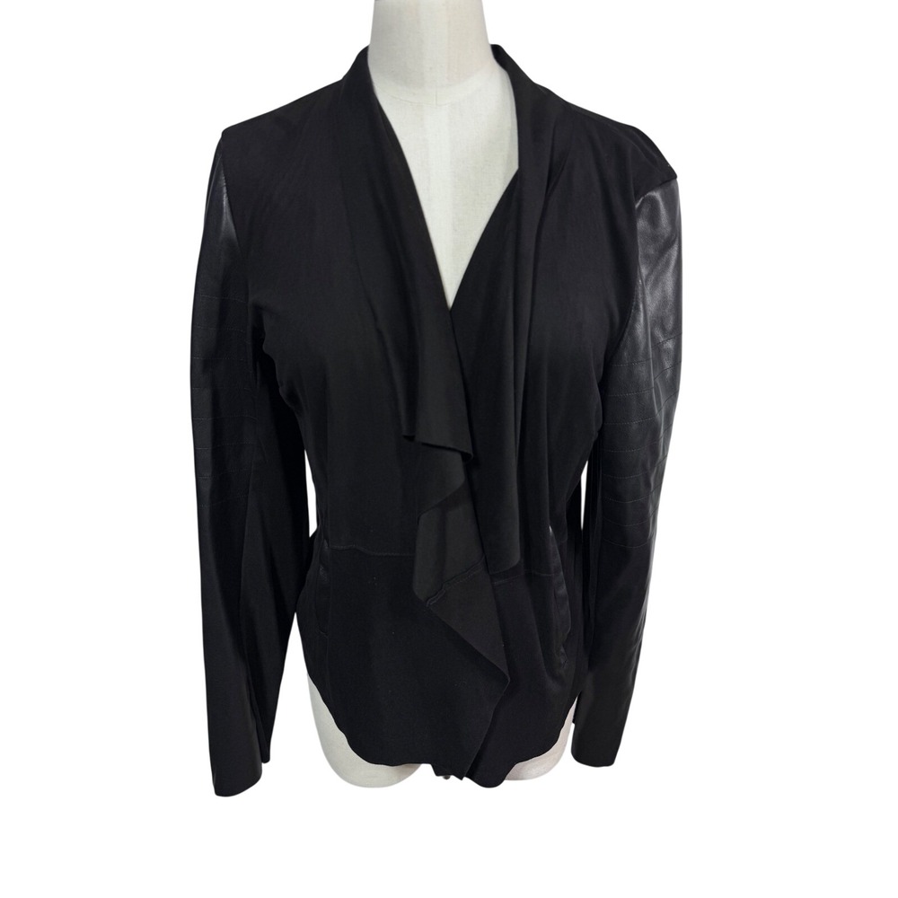 Bagatelle Collection Faux Suede Leather Sleeve Jacket Women's L Drape Open 82868